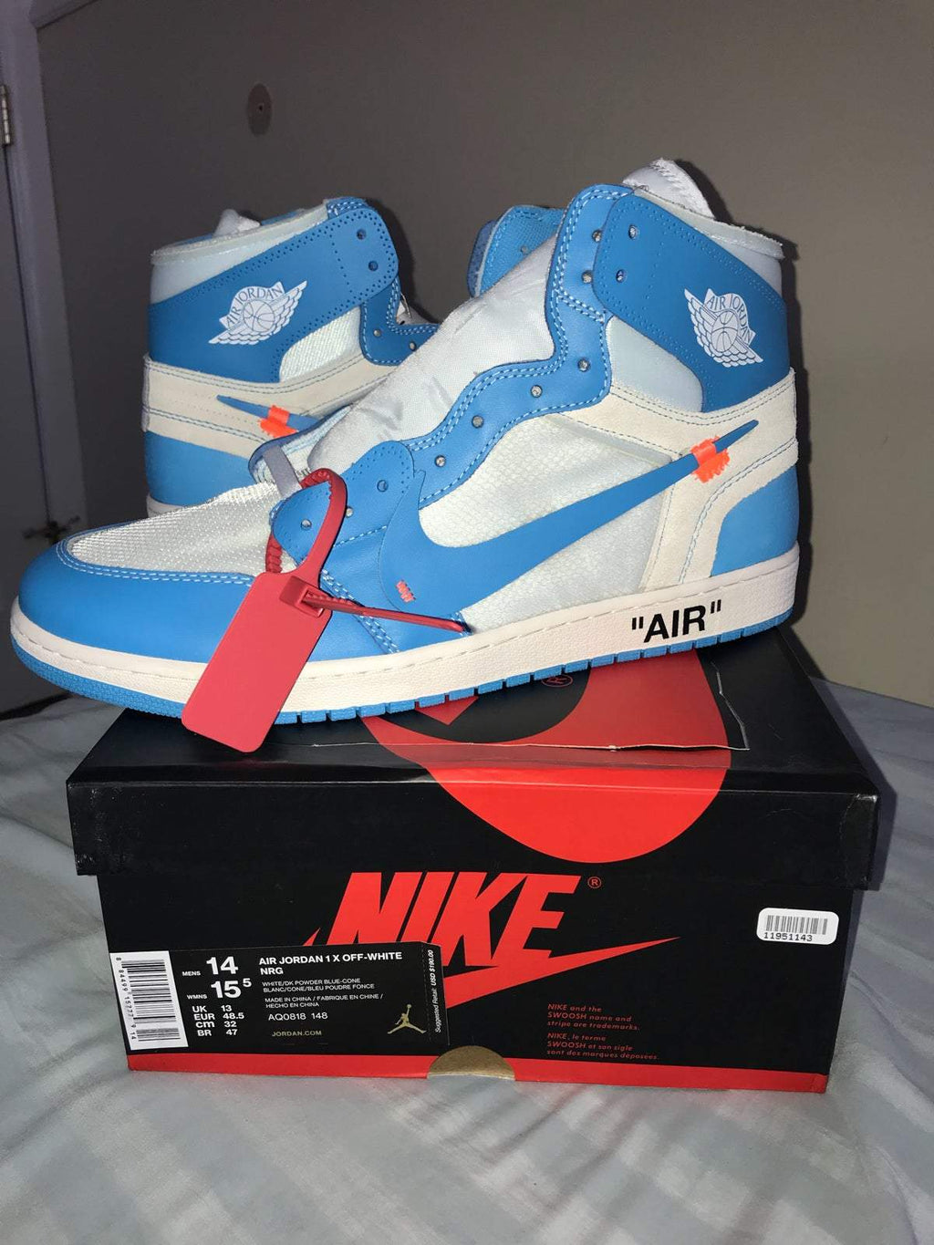 Air Jordan 1 x Off-White NRG Off White - UNC Mens - AQ0818-148