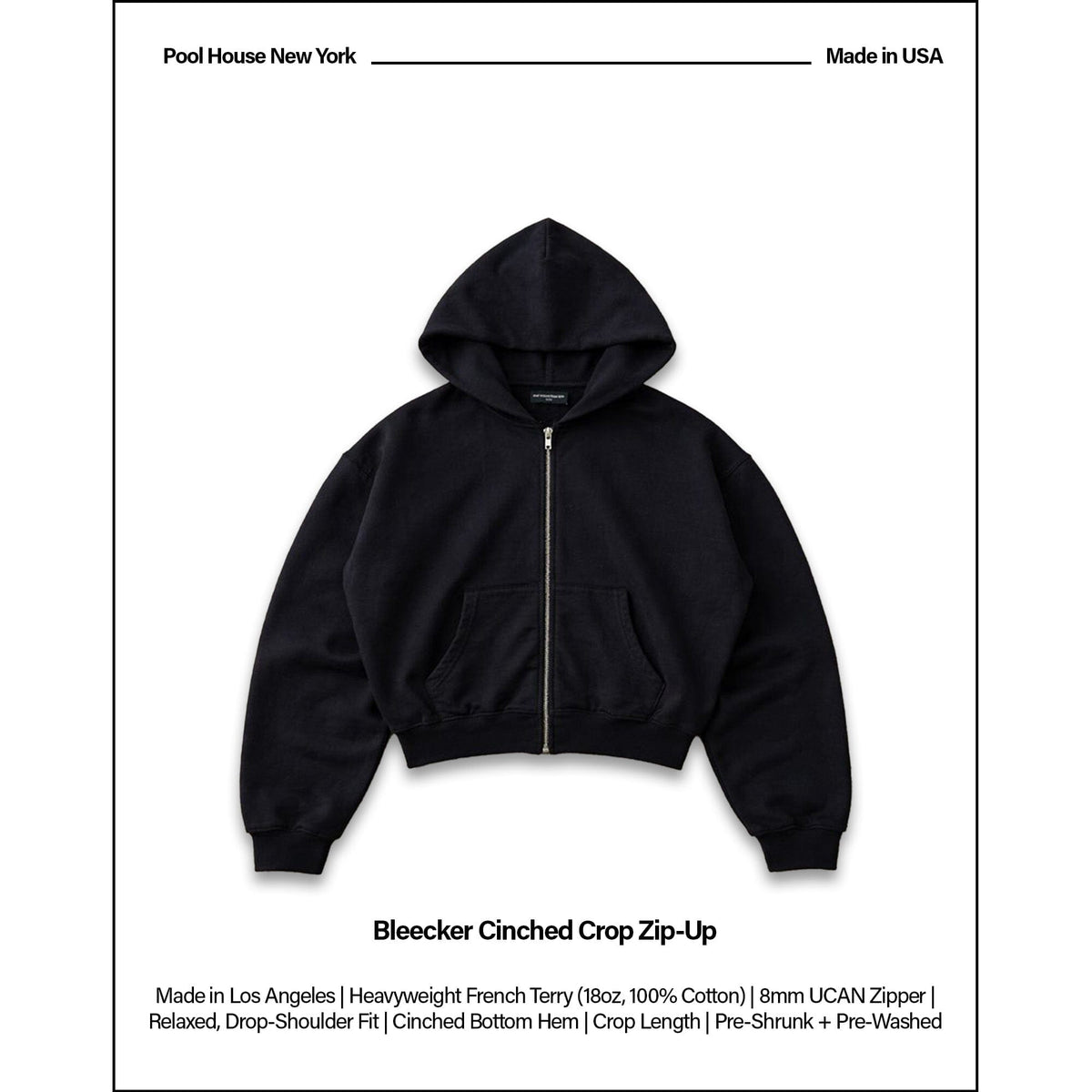 Bleecker Cinched Crop Zip-Up | Relaxed. Drop-Shoulder
